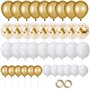 Elalove 70 Ballons Blancs et Dorés à Paillettes pour Mariage Anniversaire - Kit Décoration Fête avec 20 Ballons Or 12"