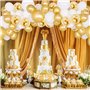 Elalove 70 Ballons Blancs et Dorés à Paillettes pour Mariage Anniversaire - Kit Décoration Fête avec 20 Ballons Or 12", 10 Ballo