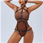 YIYELIY Chaîne de corps en cuir punk Ceinture Harnais Chaînes thoracique en cuir Noir Chaîne de taille en cuir Ceinture pour fem
