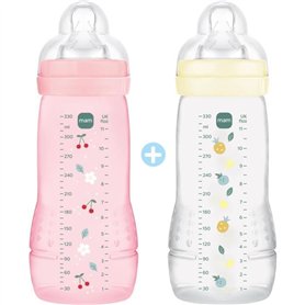 Lot de 2 Biberons - MAM BABY - Easy Active - +6 mois - 330 ml - Tétine débit X - Berry + Pearl