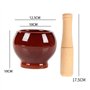 Mortier pilon Cuisine Mortier en porcelaine avec pilon en bois Home Vintage Design Brown Mortier et pilon Spice Herb Grinder Pil