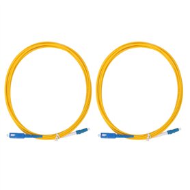 2pcs 3 mètres LC/UPC à SC/UPC Cordon de câble de raccordement à fibre optique jaune
