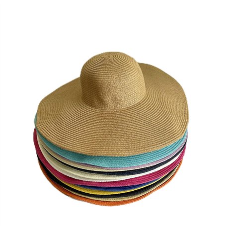 CWZZWS Chapeau de Soleil Paille Femme Papier Paille de Paille embalable Largeur jrot Chat de Soleil Dames Hatte du Chapeau de Pl
