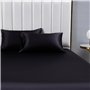 Drap Housse 180x200cm Satin Noir Bonnet 30 cm Microfibre Motif Drap de lit Soie Drap-Housse Uni Lisse Respirant pour Matelas Épa