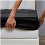 Drap Housse 180x200cm Satin Noir Bonnet 30 cm Microfibre Motif Drap de lit Soie Drap-Housse Uni Lisse Respirant pour Matelas Épa