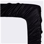 Drap Housse 180x200cm Satin Noir Bonnet 30 cm Microfibre Motif Drap de lit Soie Drap-Housse Uni Lisse Respirant pour Matelas Épa