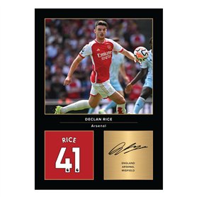 Icons Wall Art Declan Rice Photo imprimée A4 signée pour les fans d'Arsenal Reproduite numériquement sans cadre