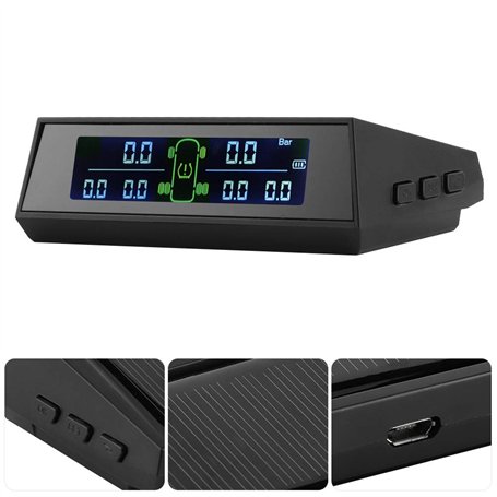 Aukson Systèmes de Surveillance de la Pression des pneus Détecteur TPMS de Solaire avec capteur Externe LCD 6 pour VR