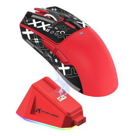 Attack Shark X11 Souris de Jeu avec Station de Chargement magnétique, capteur de Jeu PixArt PAW3311, Souris de Jeu sans Fil/Fila