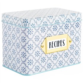 C.R. Gibson True Blue Lot de cartes de recettes et boîte Multicolore 10