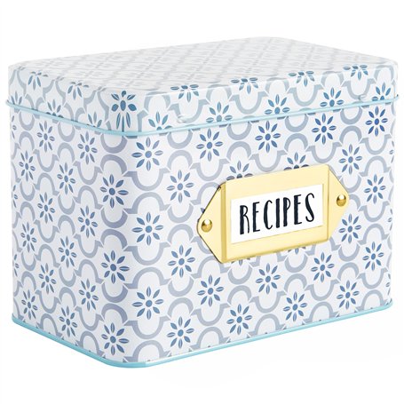 C.R. Gibson True Blue Lot de cartes de recettes et boîte Multicolore 10
