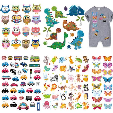 120pcs Grands Dinosaure Papillon Transfert Thermique Patchs à Repasser Enfants