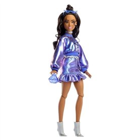 Barbie - Poupée Deluxe Style - Haut et jupe bleu métallisé - Brune - Barbie - JFP42