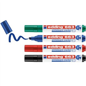 edding 663 Marqueur pour tableaux blancs - multi-couleur - étui de 4 stylos - pointe biseautée 1-5mm - feutre effaçable - pour t