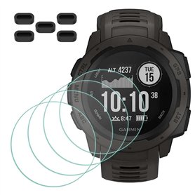 MTHGH Protection Écran pour Garmin Instinct/Instinct (Solar) Tactical Verre Trempé [4 pièces]+ Bouchons anti-poussière 5 pièces