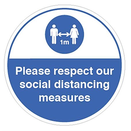 Veuillez respecter les mesures de distance sociale (1 mètre de distance sociale). Graphique au sol de 400 mm de diamètre.
