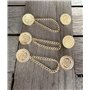 Lot de 3 paires de boutons à coudre (18 mm) or brillant avec motif avec chaîne boutons de chaîne fermeture fermeture décorative