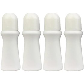 Hehglng Lot de 4 flacons à bille vides rechargeables en plastique avec bille roulante - Blanc - 75 ml