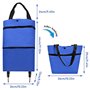 Cisolen Sac de Courses Pliable à roulettes Chariot de Courses Pliable 2 en 1 Réutilisable Épicerie Facile à Transporter Bleu
