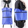 Cisolen Sac de Courses Pliable à roulettes Chariot de Courses Pliable 2 en 1 Réutilisable Épicerie Facile à Transporter Bleu