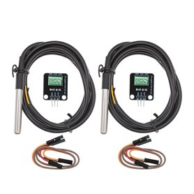 HUABAN Lot de 2 modules de capteur de température étanches de 100 cm avec câble de capteur numérique en acier inoxydable