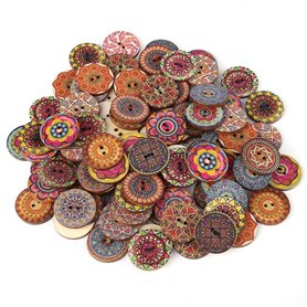 Bouton en Bois Peinture de Fleurs