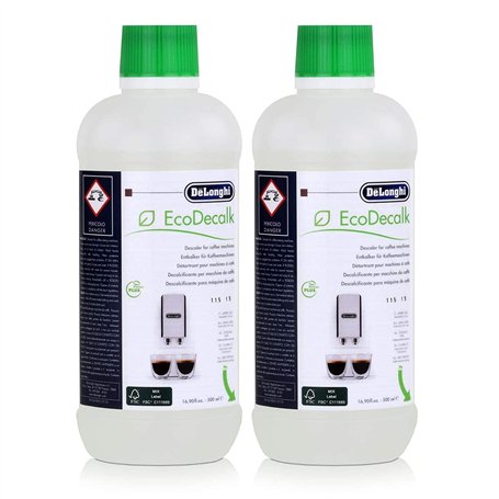 De'Longhi artwork SER3018 EcoDecalk Lot de 2 bouteilles d'anti-calcaire pour cafetière ou robots café toutes marques