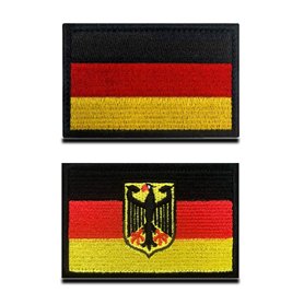 2 pièces Drapeau Allemagne national et drapeau à l'aigle Tactique Militaire Emblème National Applique Fermeture Crochet et Boucl