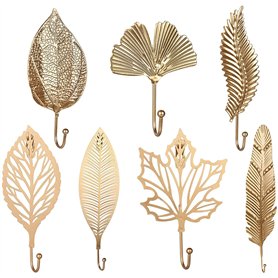 CENPEK Lot 7 Crochets Créatifs Forme Feuille Nordique - Décoration Murale en Fonte Style Rétro - Pour Accrocher Des Clés