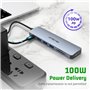 OTAITEK Hub USB C, Adaptateur 7 en 1 Type-C avec HDMI 4K, 3 USB 3.0, Lecteur de Carte SD/TF, Adaptateur USB-C PD 100 W pour MacB