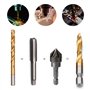 Jadeshay HSS Foret, 6PCS Foret Mèche HSS à Tige Hexagonale M3-M10 Filetage Vis Robinet Titane 1/4" Tige Hexagonale
