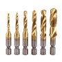 Jadeshay HSS Foret, 6PCS Foret Mèche HSS à Tige Hexagonale M3-M10 Filetage Vis Robinet Titane 1/4" Tige Hexagonale