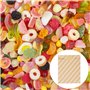 PINGEUI Lot de 150 sachets en papier kraft marron de 18 x 13 cm, 3 designs différents, avec autocollants, sacs à bonbons, sacs c
