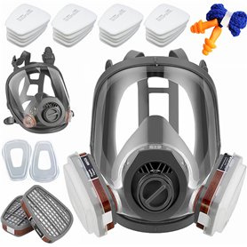 goambuy Masque respiratoire complet avec filtre + 20 tampons en coton filtrables + bouchons d'oreilles - Masque anti-poussière -
