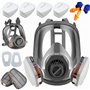 goambuy Masque respiratoire complet avec filtre + 20 tampons en coton filtrables + bouchons d'oreilles - Masque anti-poussière -