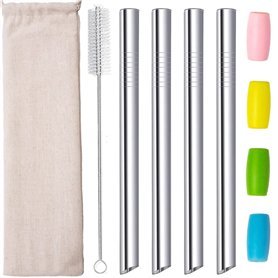 morneve Pailles de Boba en Inox réutilisables fer métalliques Embouts coudés Smoothies perle de tapioca Thé au lait Milkshake Pa