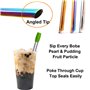 morneve Pailles de Boba en Inox réutilisables fer métalliques Embouts coudés Smoothies perle de tapioca Thé au lait Milkshake Pa