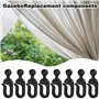 50 Pièces Crochets Rideaux Pergola, 42.5x15mm Noir Plastique Antirouille à Glissement Fluide, Rideau Pour Pergola avec Anneaux I