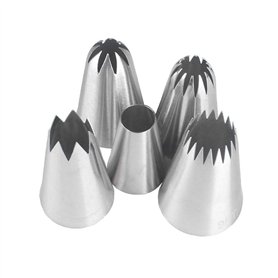 Pommee (1 Jeu de 5 Grand Douilles Pâtisserie en Acier Inoxydable DIY Kits Décoration de Gâteaux