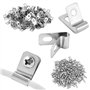 QWORK® Lot de 100 Clips de Fixation en Acier Inoxydable 304 pour Clôtures Agricoles - Résistant à la Rouille avec Vis Incluses