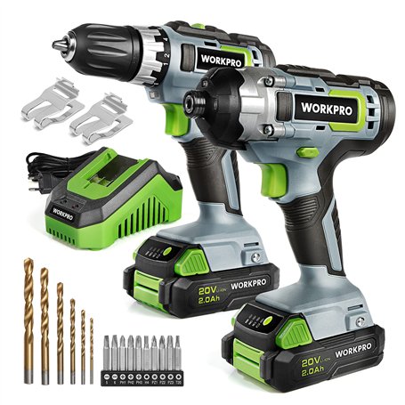 WORKPRO Perceuses Combi 20V avec 2 Batteries 2