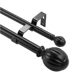 VEVOR Tringle à Rideau Double Barre à Rideau Extensible 92-183 cm avec Embouts Ronds Robuste en Fer Charge 13