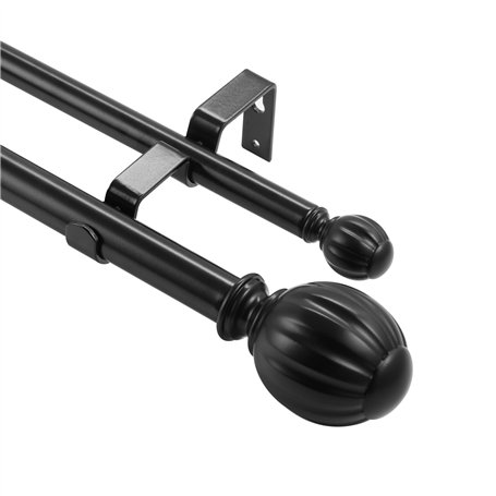 VEVOR Tringle à Rideau Double Barre à Rideau Extensible 92-183 cm avec Embouts Ronds Robuste en Fer Charge 13