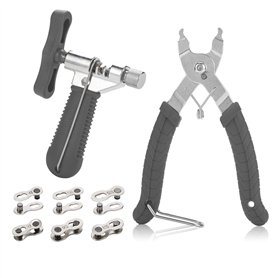 QKURT Pince à verrou chaîne + Outil rivetage chaîne vélo + 6 Paires de maillons manquants vélo