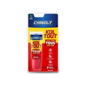 Colle de fixation et d'étanchéité - CYANOLIT - Blanc - Blister 50ml - Pratique pour petites réparations - Polyvalente et résista