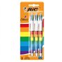Rainbow BIC Lot de 3 stylos à bille rétractables 4 couleurs en 1