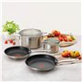 Tefal, Virtuoso - Casserole en acier inoxydable à induction 16 cm/1,5 L + couvercle, E4922274, revêtement antiadhésif en titane 