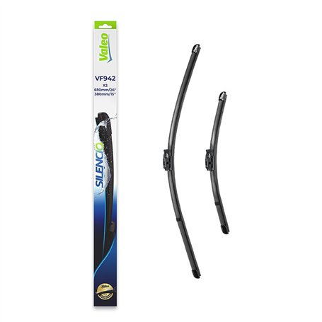 VALEO Silencio Essuie-glace - VF942-1 Paire d'Essuie-glace Plats 650 mm / 380 mm d'Origine de Haute performance