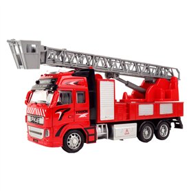 TURBO CHALLENGE - Camion de Pompier - Vehicules d'Interventions - 022924-1/38 - Véhicule Rétro-Friction - Rouge - Métal - À Part