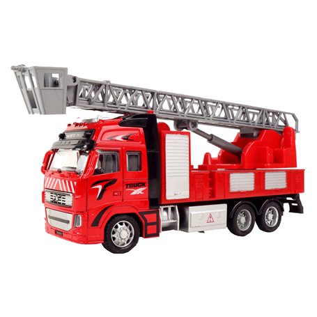 TURBO CHALLENGE - Camion de Pompier - Vehicules d'Interventions - 022924-1/38 - Véhicule Rétro-Friction - Rouge - Métal - À Part